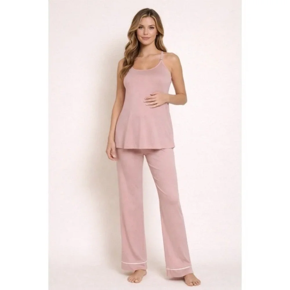 Bella Maternity 3-Piece Pajama SetCotton/modal Mandorla/Moon Ivory size S‎